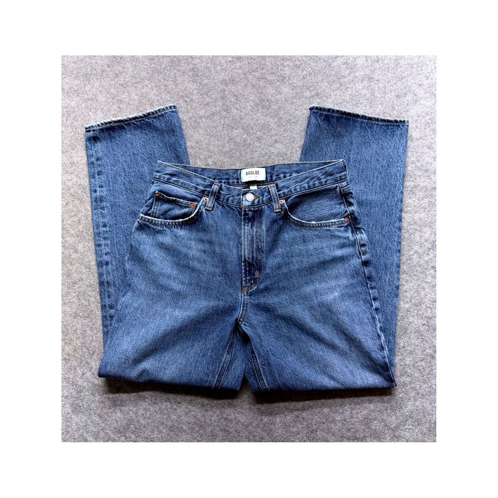 AGOLDE Valen High Rise Straight Leg Jeans Blue Medium Wash Denim Size 28